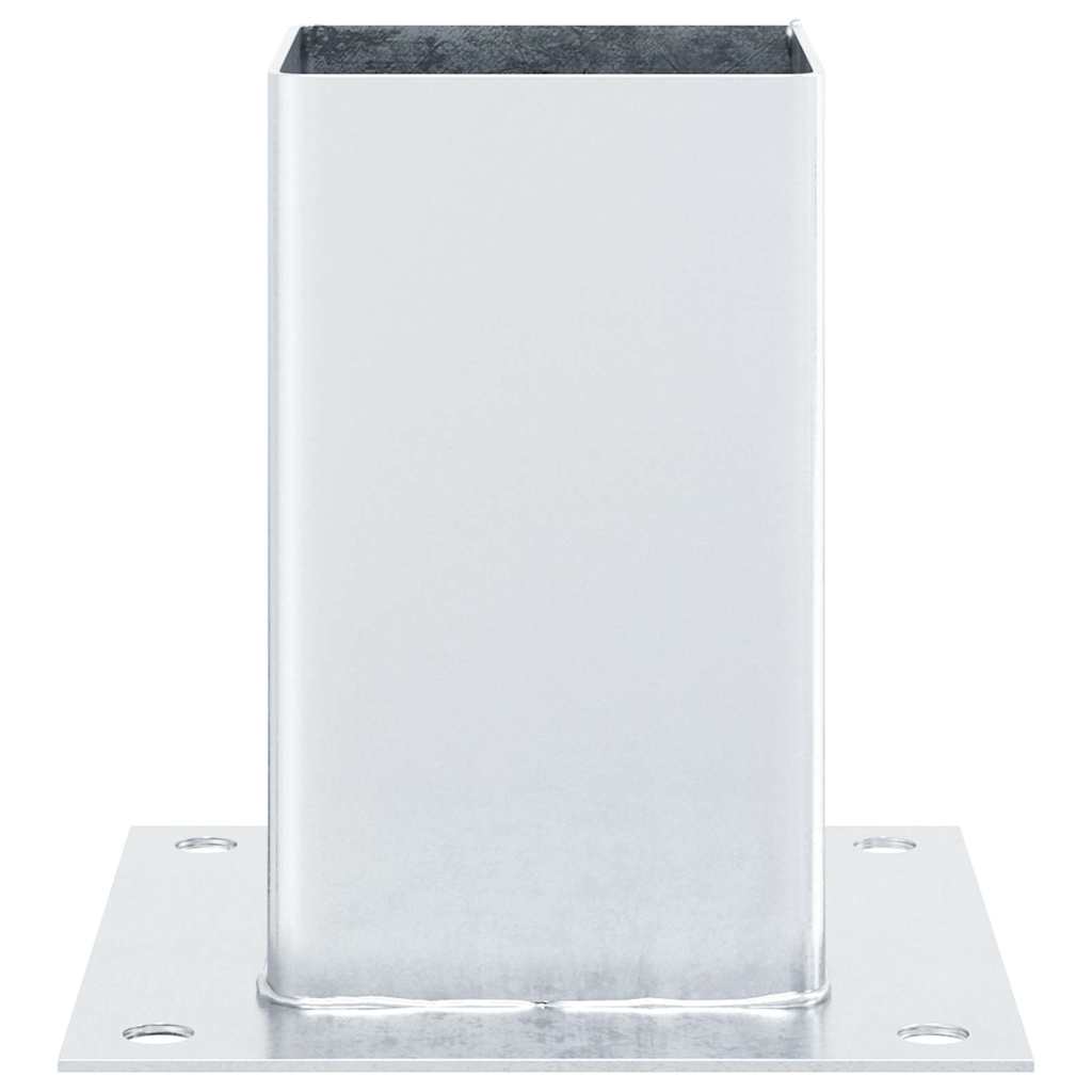 Basi per Pali Quadrate 12 pz Acciaio Zincato 91x91 mm Argento