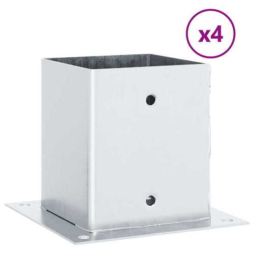 Basi per Pali Quadrate 4 pz Argento 101x101 mm Acciaio Zincato