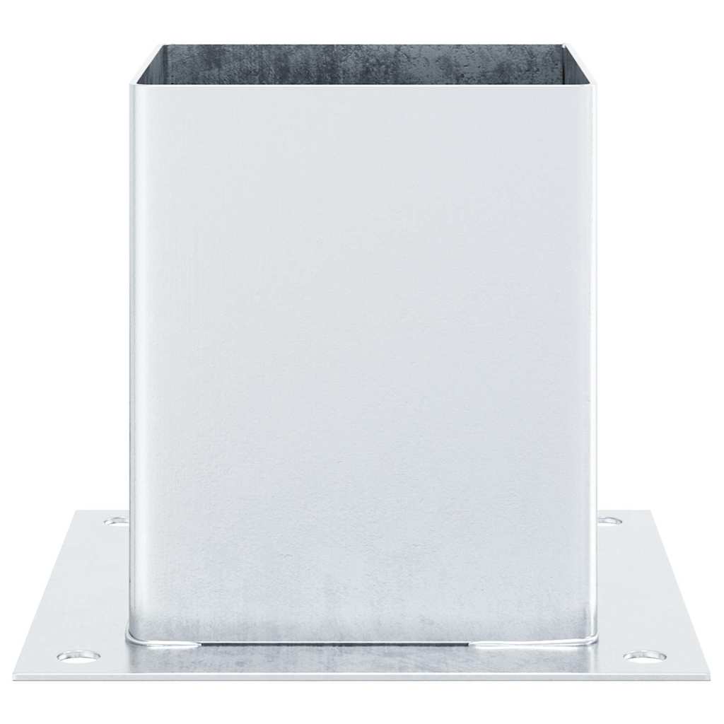 Basi per Pali Quadrate 4 pz Argento 101x101 mm Acciaio Zincato