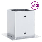 Basi per Pali Quadrate 12 pz Argento 101x101 mm Acciaio Zincato
