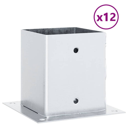 Basi per Pali Quadrate 12 pz Argento 101x101 mm Acciaio Zincato