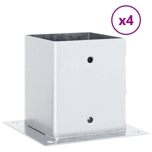 Basi per Pali Quadrate 4 pz Argento 121x121 mm Acciaio Zincato