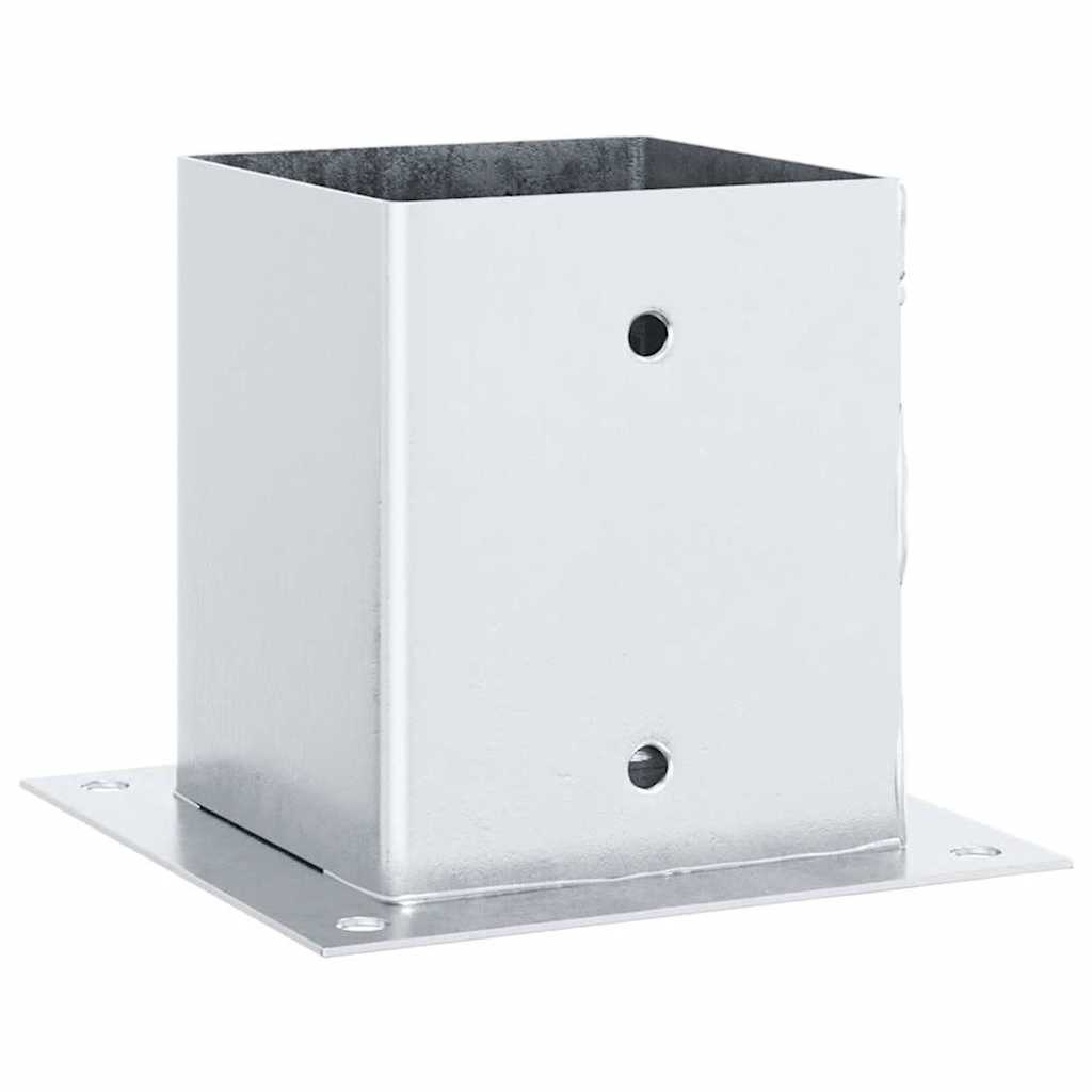 Basi per Pali Quadrate 4 pz Argento 121x121 mm Acciaio Zincato