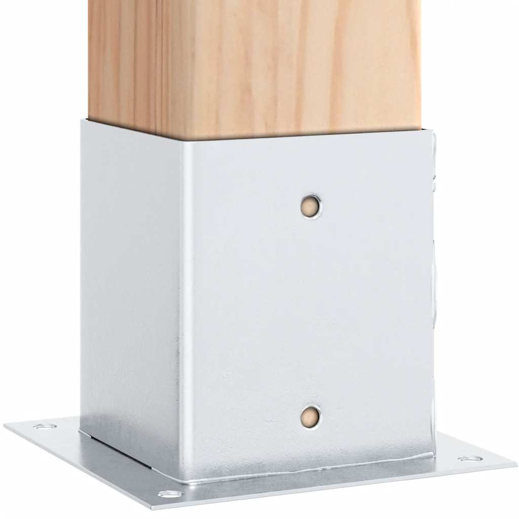 Basi per Pali Quadrate 4 pz Argento 121x121 mm Acciaio Zincato