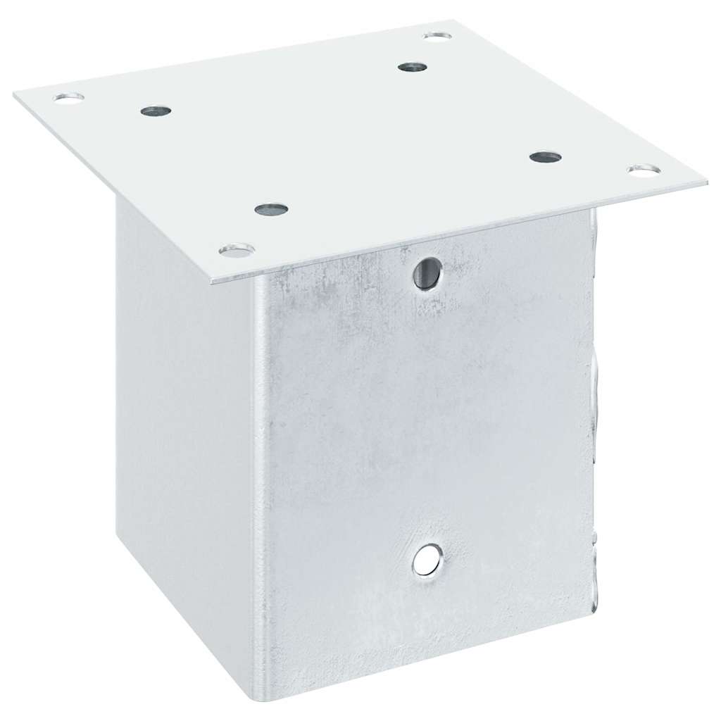 Basi per Pali Quadrate 4 pz Argento 121x121 mm Acciaio Zincato