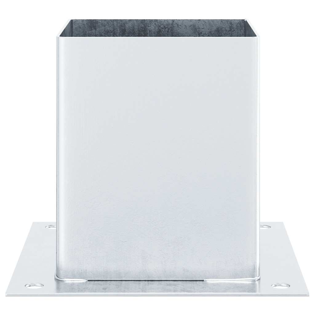 Basi per Pali Quadrate 4 pz Argento 121x121 mm Acciaio Zincato