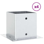 Basi per Pali Quadrate 4 pz Argento 141x141 mm Acciaio Zincato