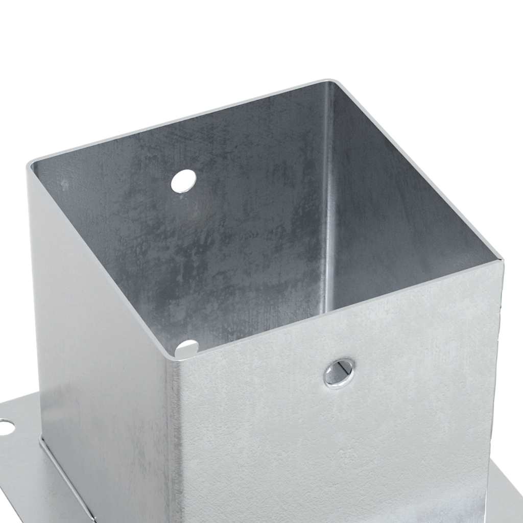 Basi per Pali Quadrate 4 pz Argento 141x141 mm Acciaio Zincato