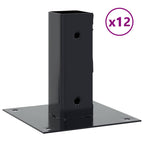 Basi per Pali Quadrati 12 pz 46x46mm Acciaio Verniciato Polvere Antracite