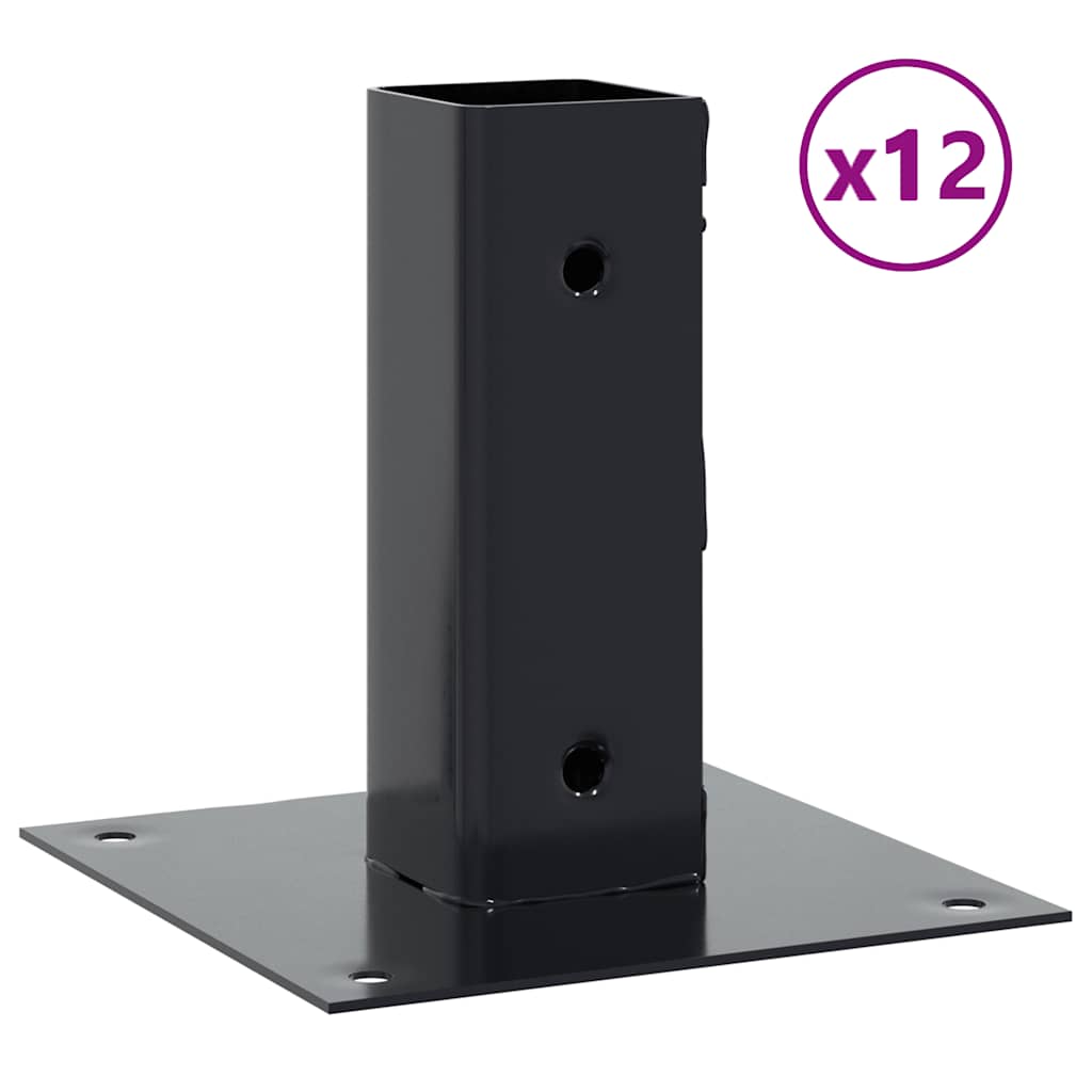 Basi per Pali Quadrati 12 pz 46x46mm Acciaio Verniciato Polvere Antracite