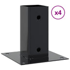 Basi per Pali Quadrati 4 pz 61x61 mm Acciaio Verniciato Polvere Antracite