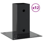 Basi per Pali Quadrati 12 pz 61x61mm Acciaio Verniciato Polvere Antracite