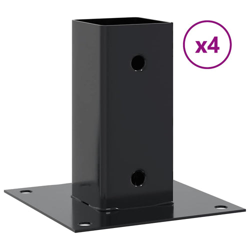 Basi per Pali Quadrati 4 pz 71x71 mm Acciaio Verniciato Polvere Antracite