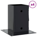 Basi per Pali Quadrati 4 pz 81x81 mm Acciaio Verniciato Polvere Antracite