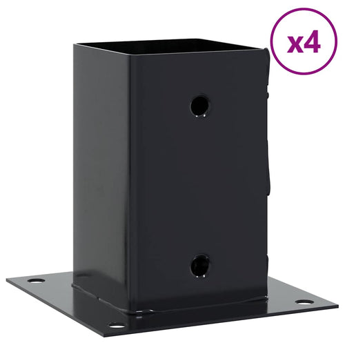 Basi per Pali Quadrati 4 pz 81x81 mm Acciaio Verniciato Polvere Antracite