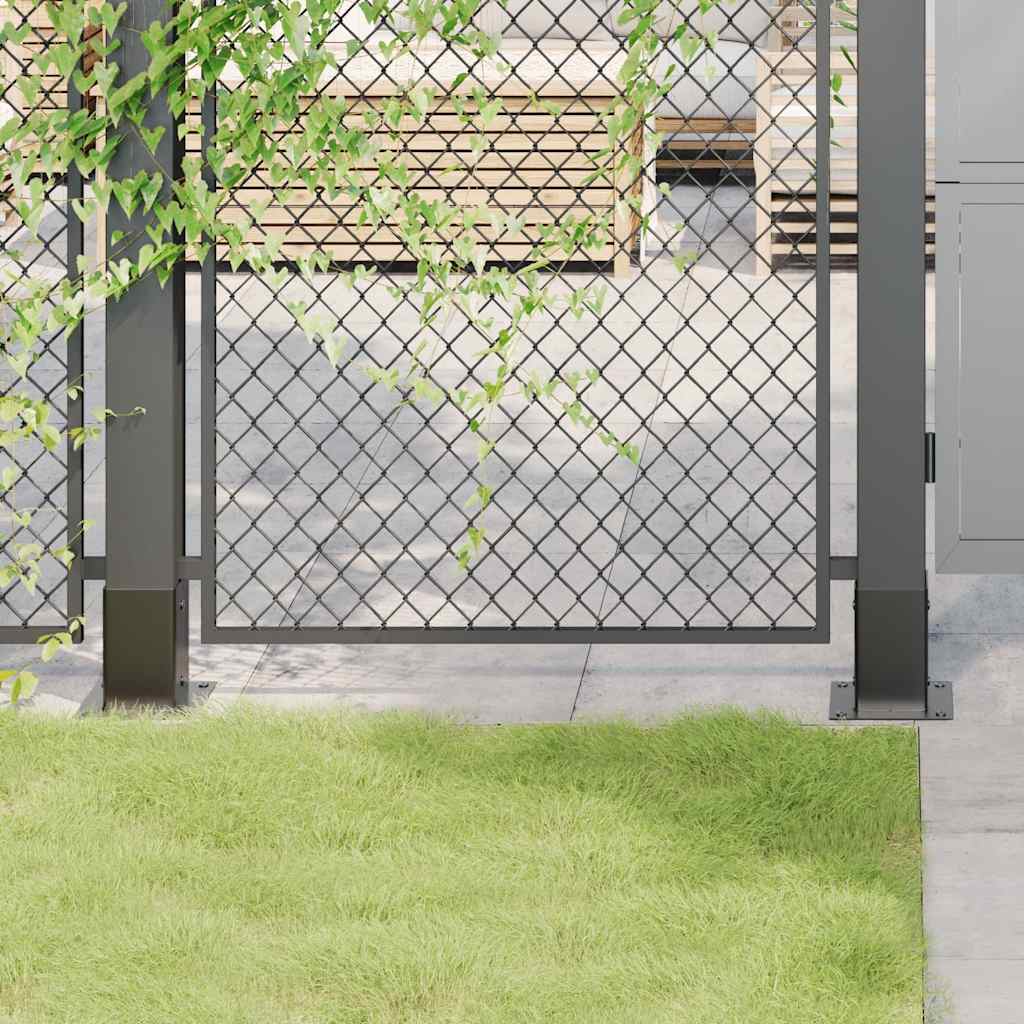 Basi per Pali Quadrati 4 pz 81x81 mm Acciaio Verniciato Polvere Antracite