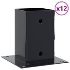 Basi per Pali Quadrati 12 pz 81x81mm Acciaio Verniciato a Polvere