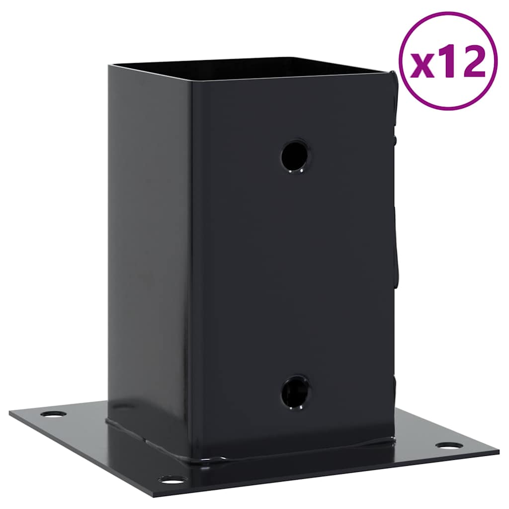 Basi per Pali Quadrati 12 pz 91x91mm Acciaio Verniciato Polvere Antracite