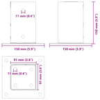 Basi per Pali Quadrati 12 pz 91x91mm Acciaio Verniciato Polvere Antracite