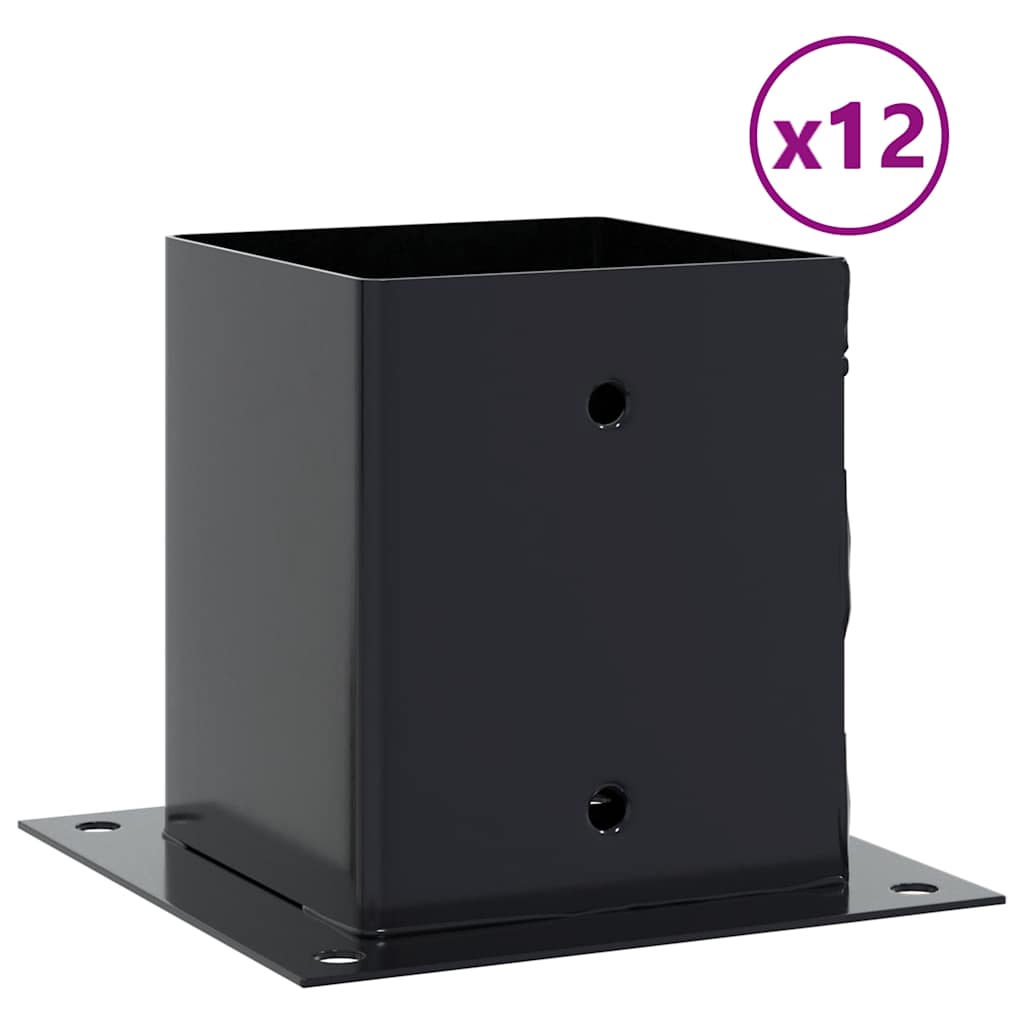 Basi Pali Quadrati 12 pz 121x121 mm Acciaio Verniciato Antracite