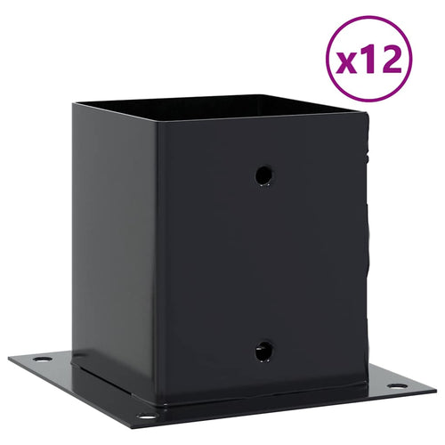 Basi Pali Quadrati 12 pz 121x121 mm Acciaio Verniciato Antracite