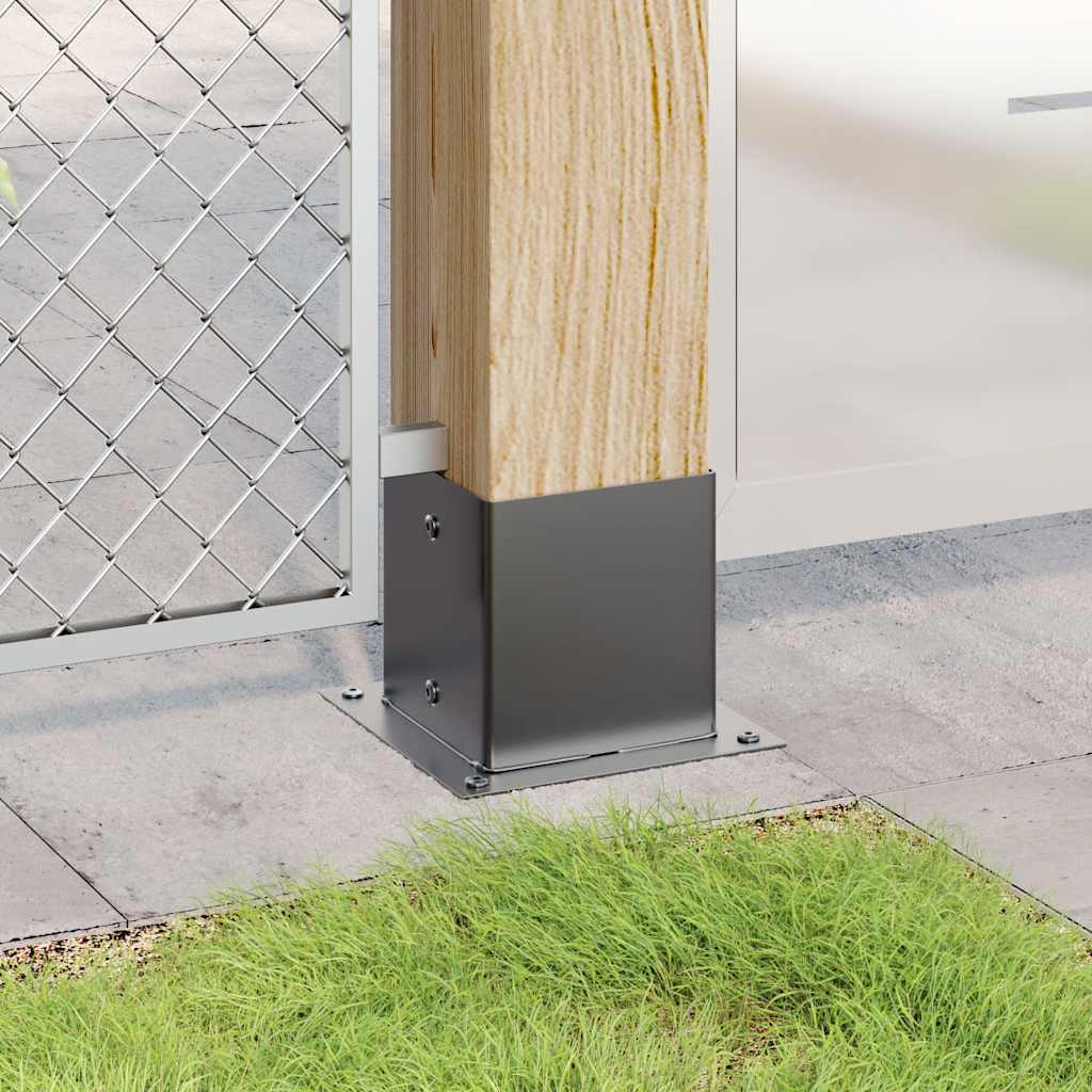Basi per Pali Quadrati 4pz 141x141mm Acciaio Verniciato Polvere Antracite
