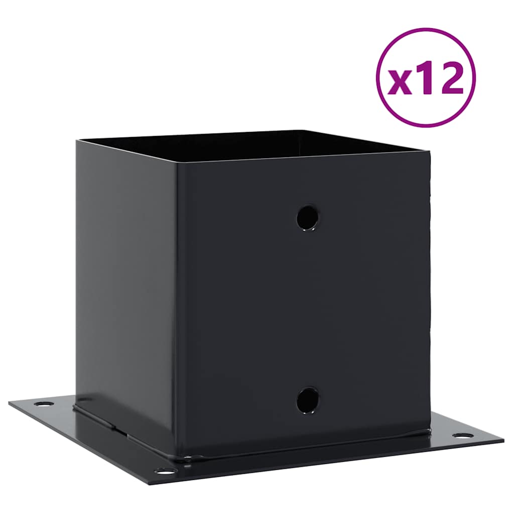 Basi Pali Quadrati 12 pz 141x141 mm Acciaio Verniciato Polvere Antracite