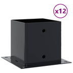 Basi Pali Quadrati 12 pz 141x141 mm Acciaio Verniciato Polvere Antracite