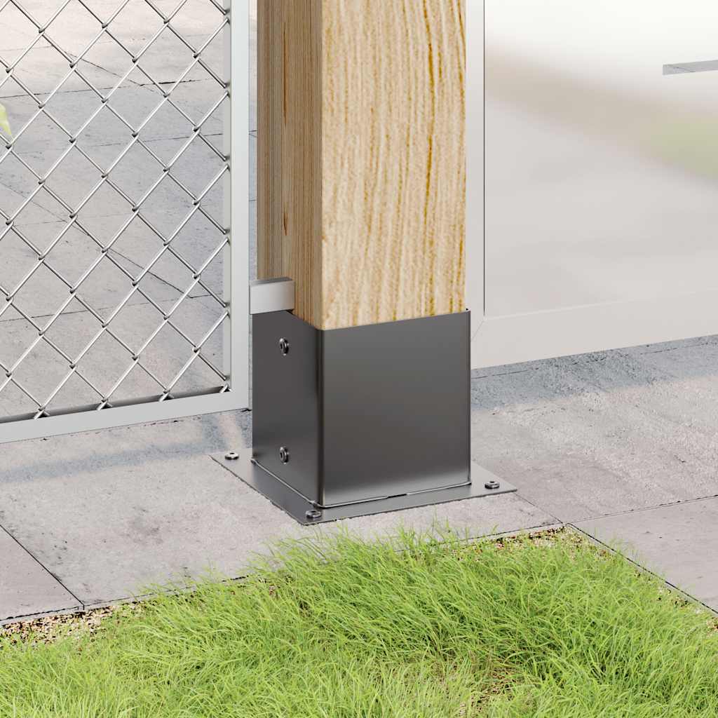 Basi Pali Quadrati 12 pz 141x141 mm Acciaio Verniciato Polvere Antracite