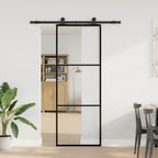 Porta Scorrevole in Vetro ESG e Alluminio 76x205cm con Ferramenta
