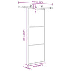 Porta Scorrevole in Vetro ESG e Alluminio 76x205cm con Ferramenta