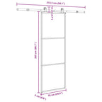 Porta Scorrevole in Vetro ESG e Alluminio 76x205cm con Ferramenta