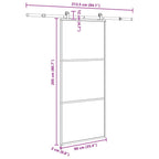Porta Scorrevole in Vetro ESG e Alluminio 90x205 cm con Ferramenta