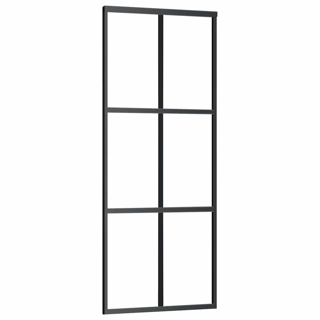 Porta Scorrevole in Vetro ESG e Alluminio 76x205cm con Ferramenta
