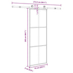Porta Scorrevole in Vetro ESG e Alluminio 76x205cm con Ferramenta