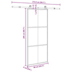 Porta Scorrevole in Vetro ESG e Alluminio 90x205 cm con Ferramenta
