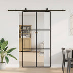 Porta Scorrevole in Vetro ESG e Alluminio 102x205 cm con Ferramenta