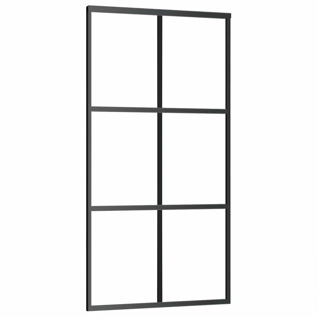 Porta Scorrevole in Vetro ESG e Alluminio 102x205 cm con Ferramenta