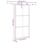 Porta Scorrevole in Vetro ESG e Alluminio 102x205 cm con Ferramenta