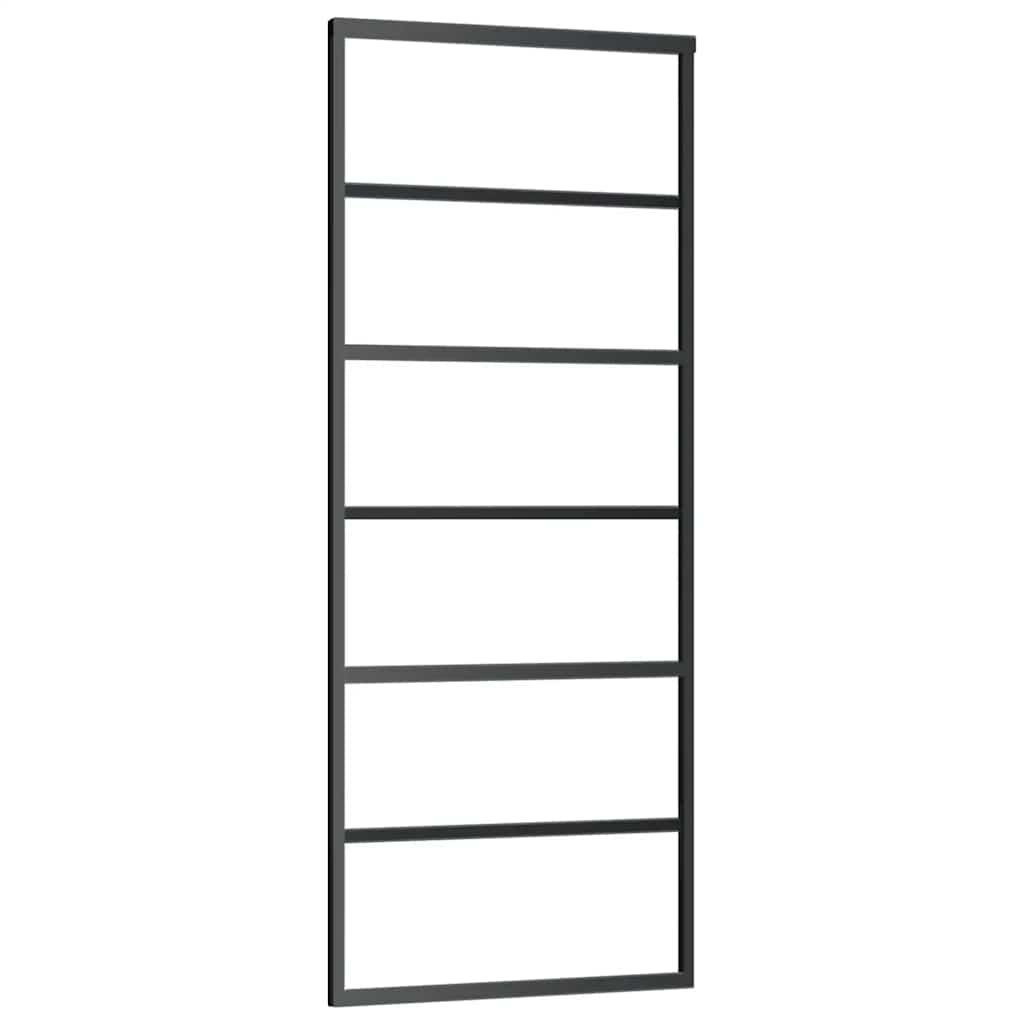 Porta Scorrevole in Vetro ESG e Alluminio 76x205 cm con Ferramenta