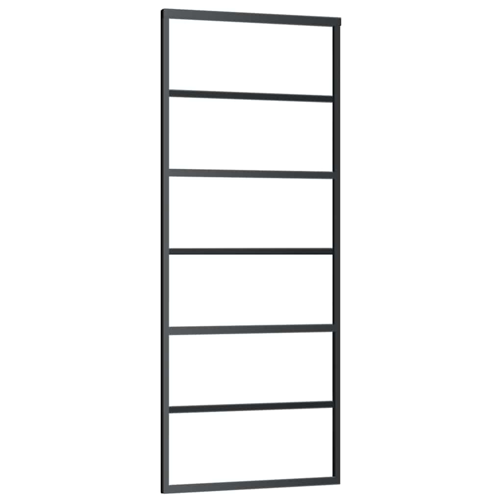 Porta Scorrevole in Vetro ESG e Alluminio 76x205 cm con Ferramenta