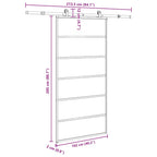 Porta Scorrevole in Vetro ESG e Alluminio 102x205 cm con Ferramenta