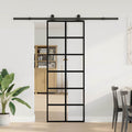 Porta Scorrevole in Vetro ESG e Alluminio 76x205cm con Ferramenta