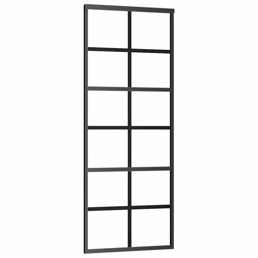 Porta Scorrevole in Vetro ESG e Alluminio 76x205cm con Ferramenta