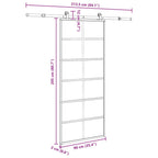Porta Scorrevole in Vetro ESG e Alluminio 90x205cm con Ferramenta