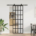 Porta Scorrevole in Vetro ESG e Alluminio 76x205 cm con Ferramenta