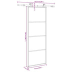 Porta Scorrevole in Vetro ESG e Alluminio 76x205 cm con Ferramenta