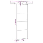 Porta Scorrevole con Ferramenta 76x205cm Vetro ESG Alluminio Nero