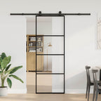 Porta Scorrevole in Vetro ESG e Alluminio 76x205 cm con Ferramenta