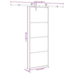 Porta Scorrevole in Vetro ESG e Alluminio 76x205cm con Ferramenta